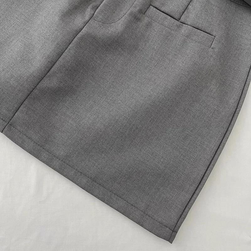 Женская юбка А-силуэта серого цвета с высокой талией, весна 2024 г. — стиль колледжа, облегающий крой, защита от воздействия внешней среды