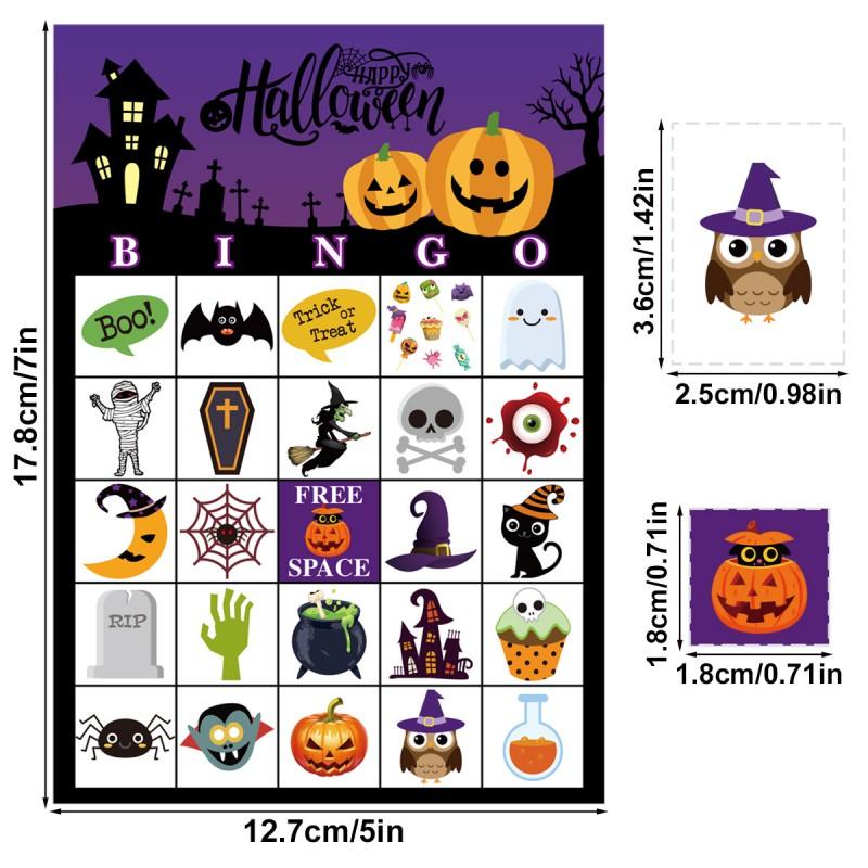 Halloween Bingo Game Cards 24 Players Family Kids Adult Party Supplies Pumpkin Themed