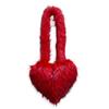 Womens Vintage Heart Crossbody Bag Large Faux Raccoon Fur Plush Shoulder