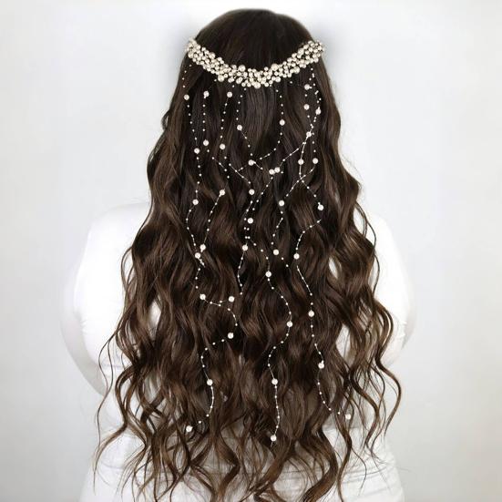 Женское украшение для волос искусственный жемчуг горный хрусталь цветок свадебный гребень для волос длинный стиль свадебные аксессуары для волос