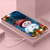 Luxury Plated TPU Phone Case With Lanyard for Xiaomi Poco F4 F5 M4 M5 X3 X4 X5 13T Redmi Note 10S 11S 10C 13C A7 Merry Christmas Bear Deer Art Cute