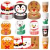 New Christmas Cartoon Kids' Party Disposable Tableware Set: Plates, Cups, Napkins, Decorations