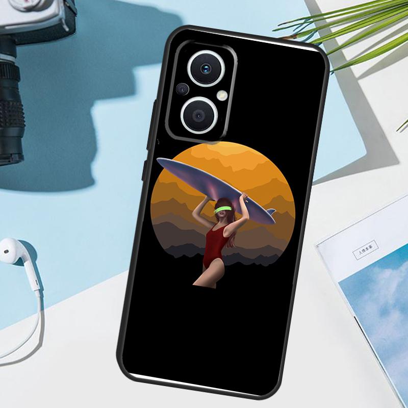 Чехол для телефона OPPO Reno 14 Pro 10 11 12 13 14F 13F 12F 11F 7 8 Lite, Чехол для телефона OPPO Find X9 X6 X5 X8 Pro, Серфборд Серфинг Серф-девушка
