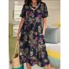 Женская мода лето-весна с цветочным узором и принтом с коротким рукавом и v-образным вырезом со средней талией повседневные платья