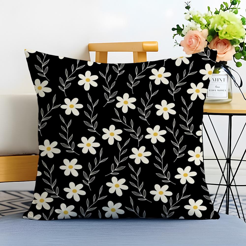 Classic Daisy Flowers Cushion Cover Washable Linen Pillowcase Soft for Sofa Bed Cozy Home Room Decor