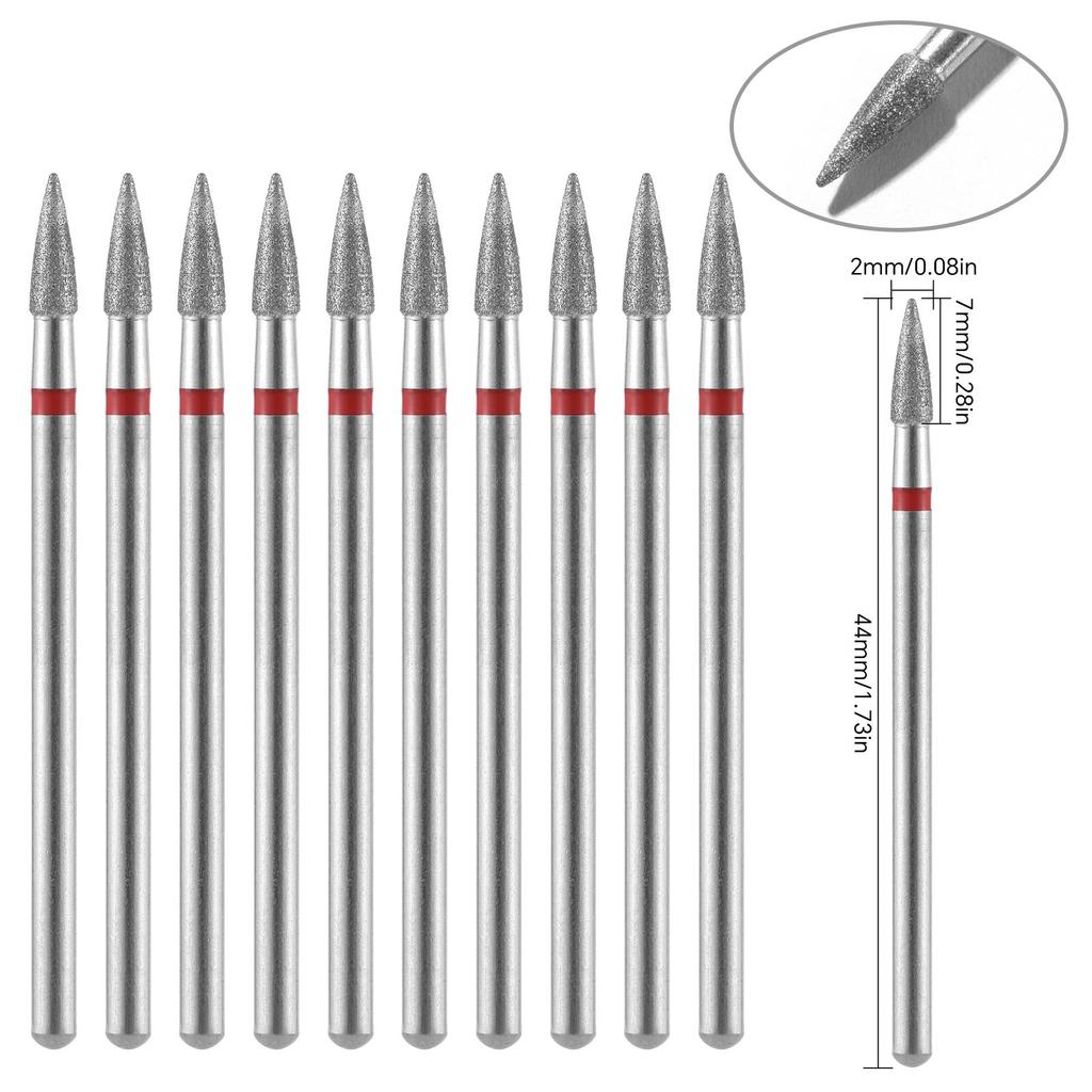 10 шт., алмазные фрезы, набор сверл для ногтей, аксессуары для маникюра, педикюра, электрическая машина, кисточка для ногтей, инструменты для заусенцев