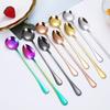 Creative Stainless Steel Long Handle Spoon Set for Ice Cream, Coffee, and More