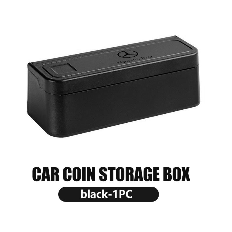 AABII1 For Benz Car Styling Coin Storage Box Plastic Coin Savings Box Organizer Accessories AMG Exclusive A C E R V Class CLA CLS C180