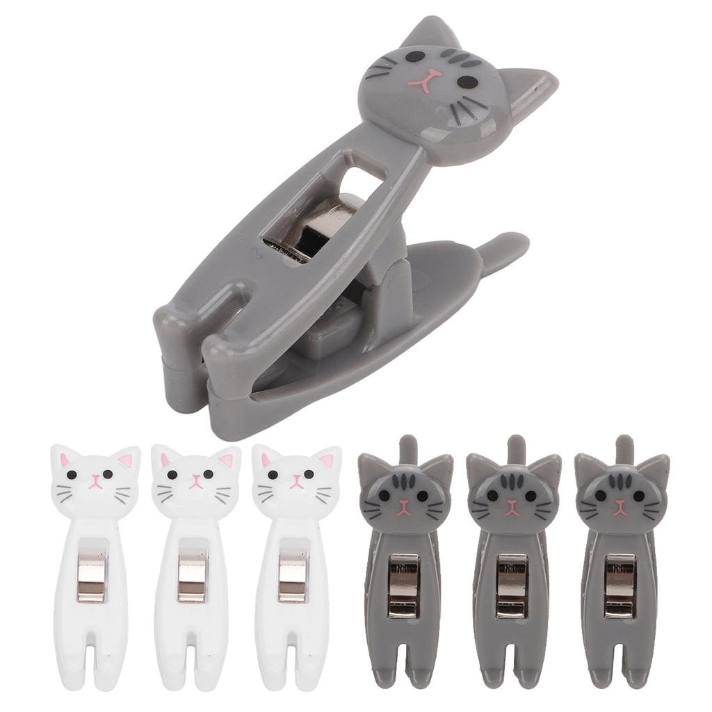 6 шт. зажимов для кошачьих закусок, противоскользящие полоски, ручка, металлическая пружина, прочный захват, зажим для еды, сумки, закуски, для одежды