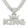King Letter Pendant Necklace: European & American Hip-Hop Style, Glossy Cuban Chain for Men