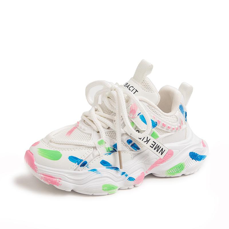Girls' shoes, mesh breathable sports shoes, new spring and summer children's casual running shoes, school shoes for older children, dad shoes