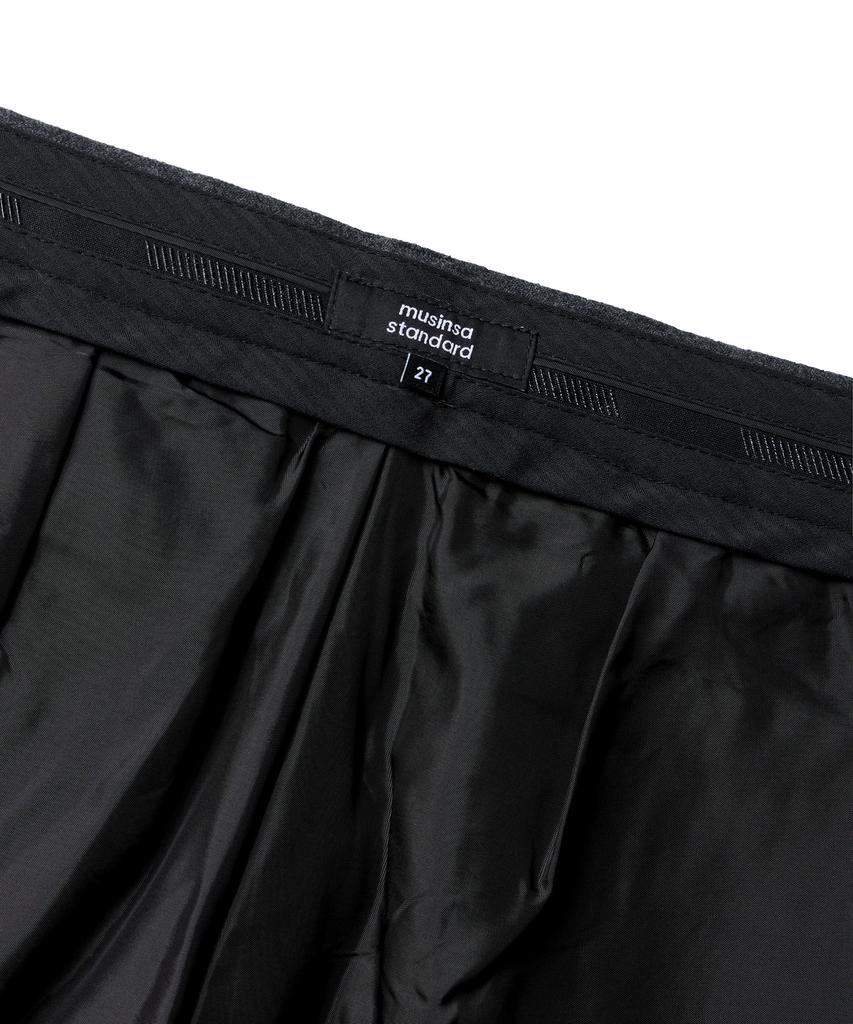 MUSINSA STANDARD WOMAN Женские шерстяные фланелевые брюки со складками и широкими штанинами [Средне-серый]