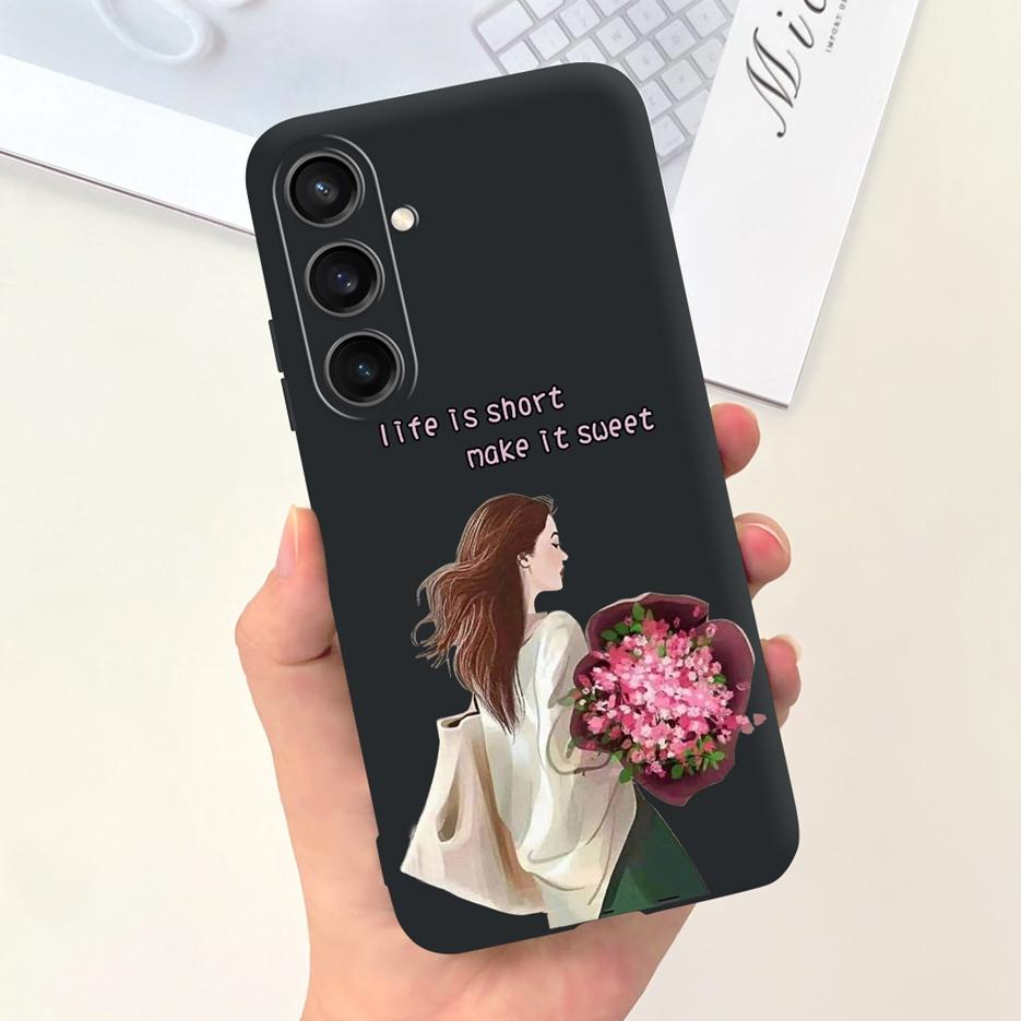 Чехол для Samsung Galaxy A55 Красивый мультяшный дизайн Девочки Подсолнух Мягкий ТПУ Чехол для телефона Для Samsung A15 A25 A35 A55 5G Fundas Coque