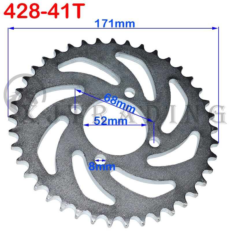 Мотоциклетная цепь 420/428 31T/37T/41T/48T 52MM Задняя звездочка для китайского квадроцикла ATV Pit Dirt Bike Мотор Мопед Аксессуары