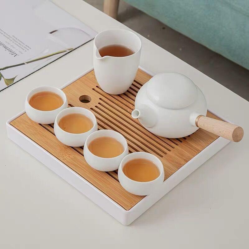 Ji Hotel Tea Set Small Set Japanese Ding Kiln Side Handle Pot Travel Household Kung Fu Tea Set Gifts