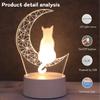 1 шт. Лунный Кот 3D Ночник USB Настольная Лампа Спальня Настольная Атмосферная Лампа Милый Подарок для Детей Праздник День Рождения Домашний Декор Лампа