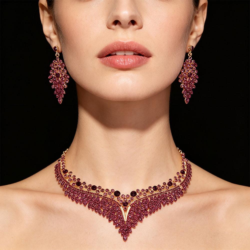Fashion Necklace Earring Set Exquisite Clavicle Chain Europe America Style Jewelry Set Women