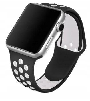 Sport Band for Apple Watch 2 3 4 5 6 7 8 Se 9 42/44 Black - White