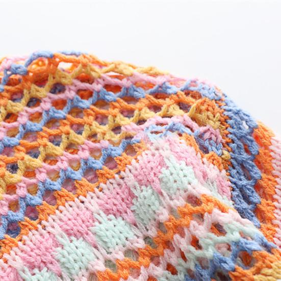 Women Knitting Cardigan Round Neck Flared Long Sleeve Single Breasted Sweater Coat Autumn Winter Rainbow