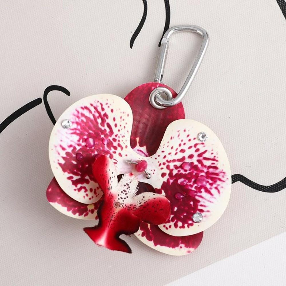 Ornament Orchid Flower Pendant Elegant Flower Bag Accessories Butterfly Orchid Key Ring  Backpack