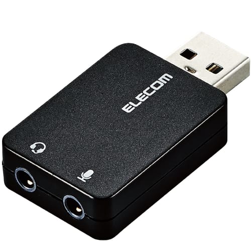 Elecom USB-аудиоадаптер-конвертер 3,5 мм USB на стерео мини-джек 3-полюсный 4-полюсный Совместимый Подавление шума Прямое подключение Черный USB-AADC01BK