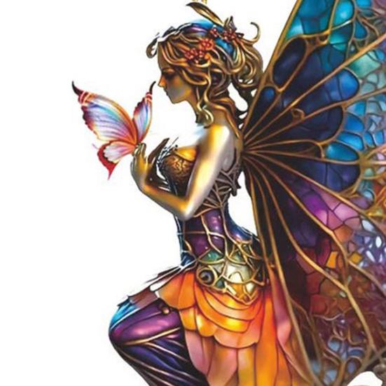 Halloween Pendant Acrylic Witch Fairy Hanging Ornaments Colorful Butterfly Wings Pendant for Car Bag Halloween Decor