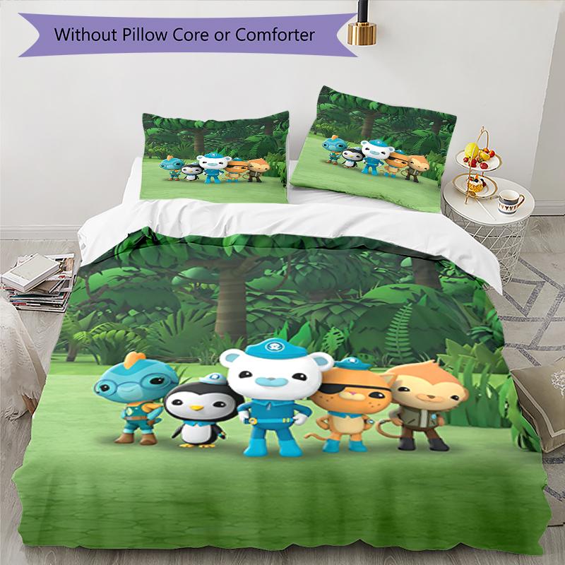3pcs Octonauts Bedding Set Duvet Cover Closure Includes 1 Duvet Cover & 2 Pillowcases, Soft and Comfortable for All Seasons.