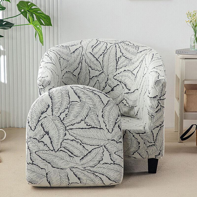 Stretch Chair Covers Leaves Jacquard Elastic Single Half Club Round Armchair Cover Sofa Slipcovers Furniture Protector New
