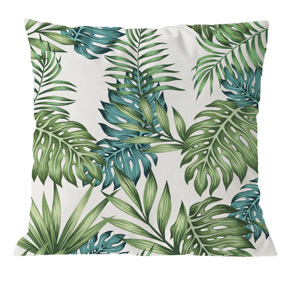 Good-4Pcs Plant Cushion Cover Tropic Tree Green Throw Pillow Cover Palm Leaf Decorative Pillows Flower Cushion Cover 45X45cm