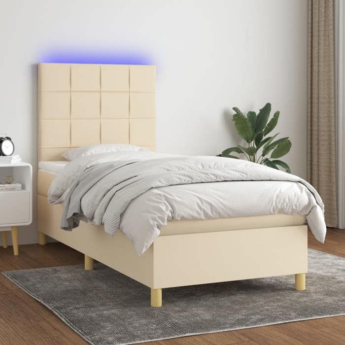 Maison Exclusive - Sommier à lattes de lit et matelas et LED Crème 100x200cm Tissu