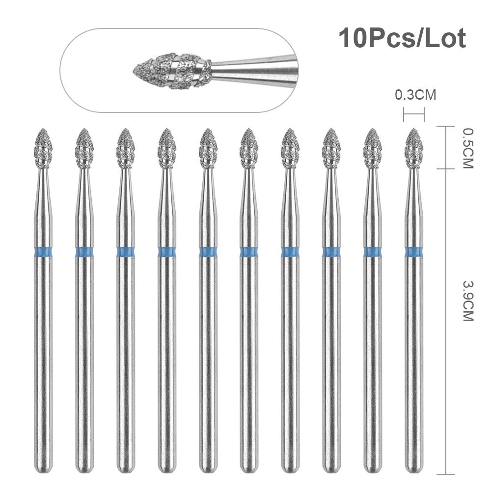 10Pcs Tornado Diamond Nail Drill Bit for Nail Drill 3/32'' Manicure Milling Cutter Cuticle Rotary Burr Drill Accessories