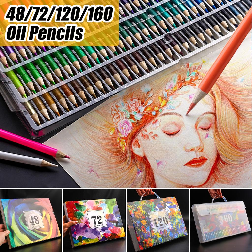 48/72/120/160/180 Colors Oil Pencil Artist Professional Color Pencils Set Sketching Painting For Kids Students Drawing School Art Supplies
