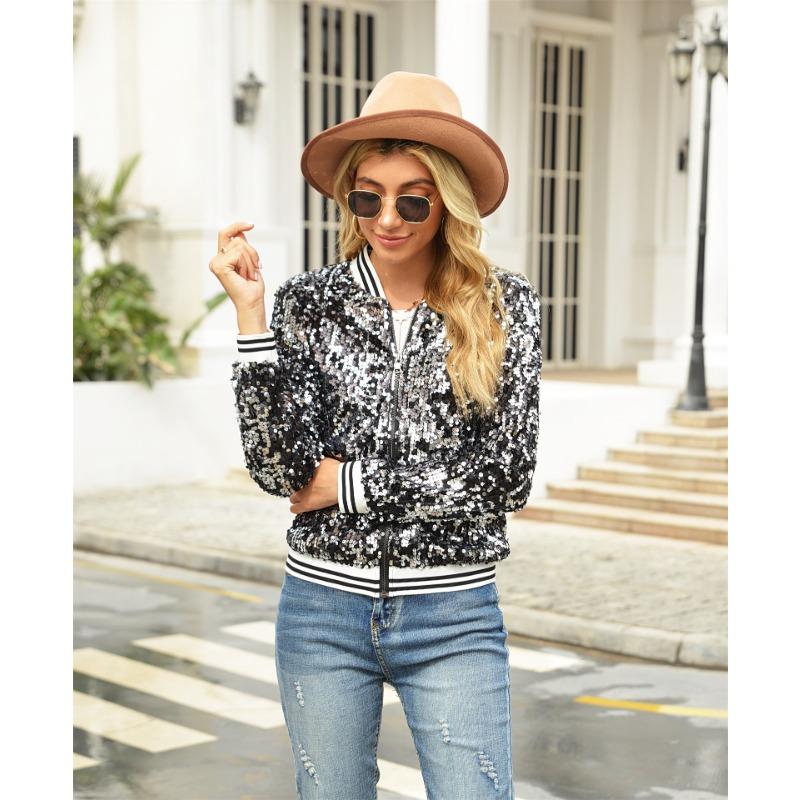 Autumn and Winter Sequins Long Sleeve Women's Jacket