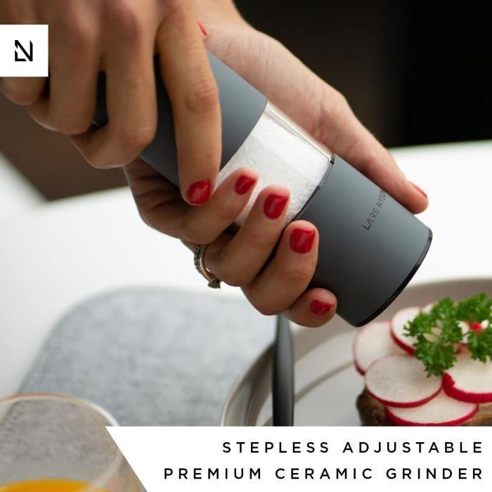 Moulins À Epices - LARS NYSØM - Set De Moulin Design À Sel Et À Poivre En Céramique Réglable - Greige