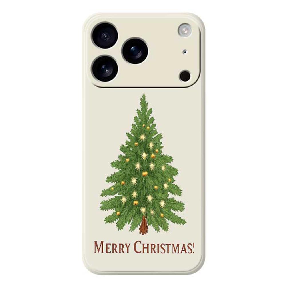 For iPhone 17 Pro Case Christmas Tree Pattern Printing Straight Edge TPU Phone Back Cover