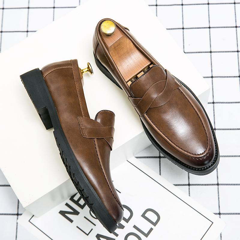 Костюм мужские кожаные туфли Классический стиль для повседневных джентльменов Бизнес и Офис Повседневная взрослая рабочая обувь Черный Новый