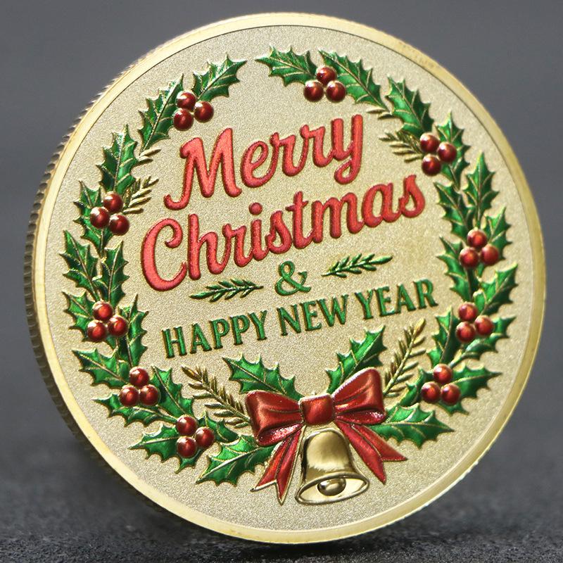 Рождественские сани цветные памятные монеты, памятные медали Санта-Клауса, Сочельник, веселые монеты на удачу, рождественский подарок, наполнители для чулка