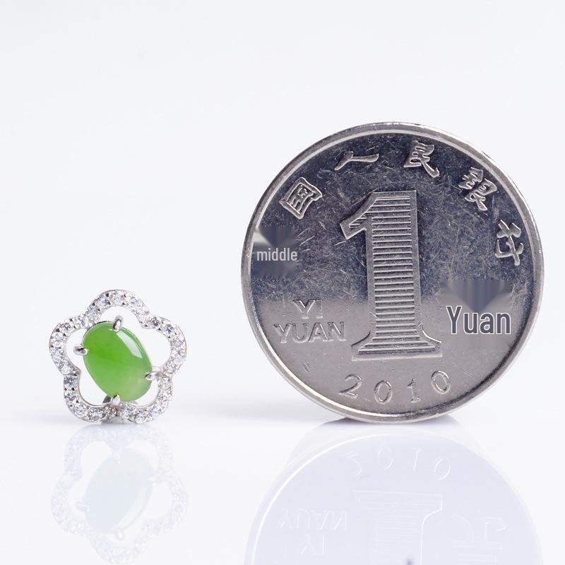 Серьги из стерлингового серебра 925 пробы с нефритом Хэтянь и жадеитом в форме цветка сливы с сертификатом - Древнекитайский стиль