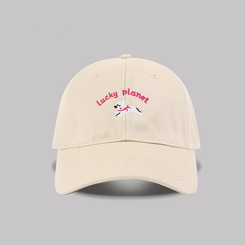 Вышивка щенок бейсболка женская весна новая универсальная защита от солнца большой обхват головы делающая лицо меньше козырек мужской тренд