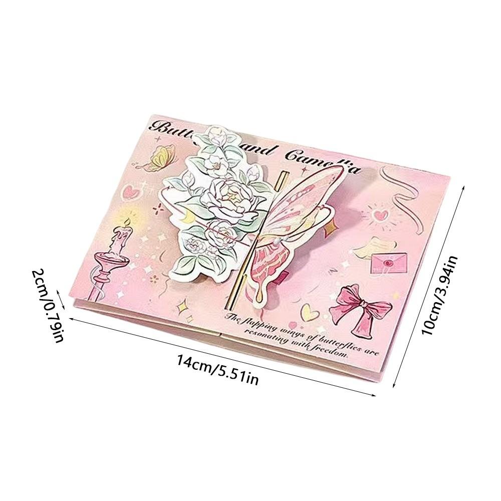With Envelope Camellia Butterfly Card Foldable Pop-Up Card New 3D Foldable Greeting Card Birthday
