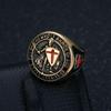 European-American Hip-Hop Men's Gold-Plated Titanium Ring with Vintage Templar Red Cross Shield