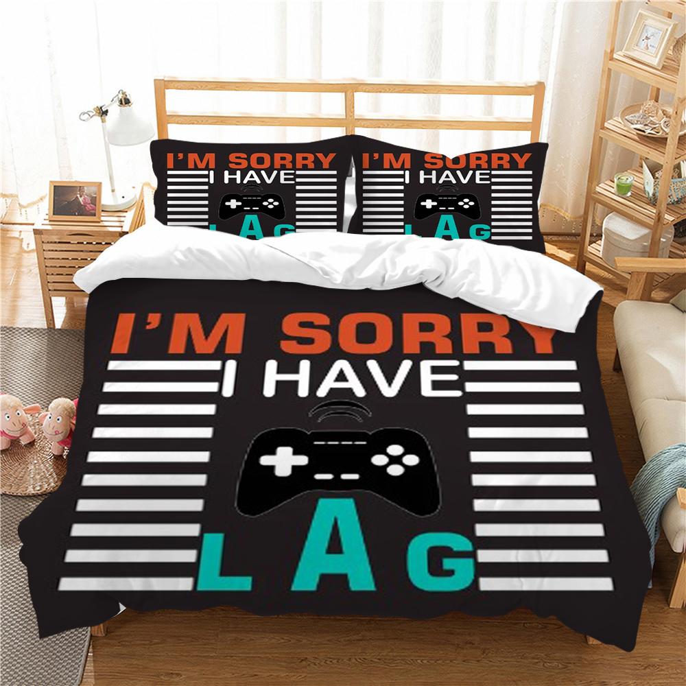 Комплект постельного белья с 3D геймпадом и принтом, покрывало, постельное белье, домашняя теплая полиэстеровая наволочка из трех предметов, пододеяльник