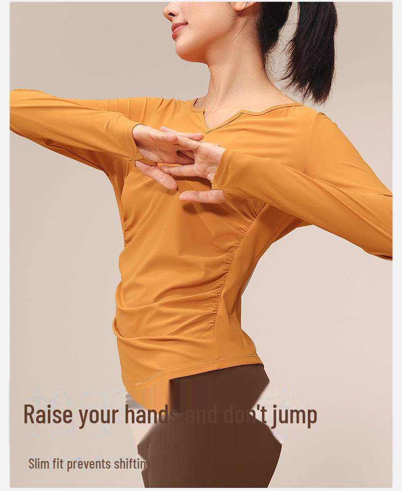 Женская быстросохнущая футболка для йоги и пилатеса осень/зима - футболка с длинными рукавами для фитнеса и бега