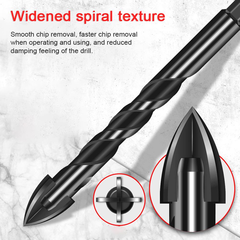10PCS YG8 Carbide Four-edged Crossdrill Bit Set Marble Ceramic Tile Wall Brick Holes Drilling Accessory Wet-and-dry Dual Use Hole Punching Tool
