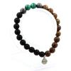 Stones and Minerals. Congo Malachite Pearl Bracelet + Labradorite + Matte Black Onyx + Made In France.
