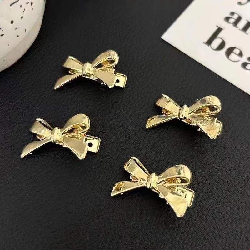 Sweet and Cool Girl Bangs Hairpins and Hair Accessories 4Pcs Set of Women New Golden Bow Mini Hairpins