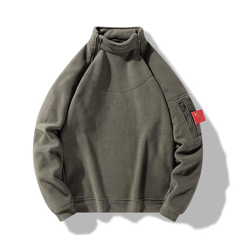 Тактическая флисовая ветрозащитная осенне-зимняя флисовая утолщенная универсальная стойка-воротник полукардиган мужская куртка для активного отдыха для мужчин