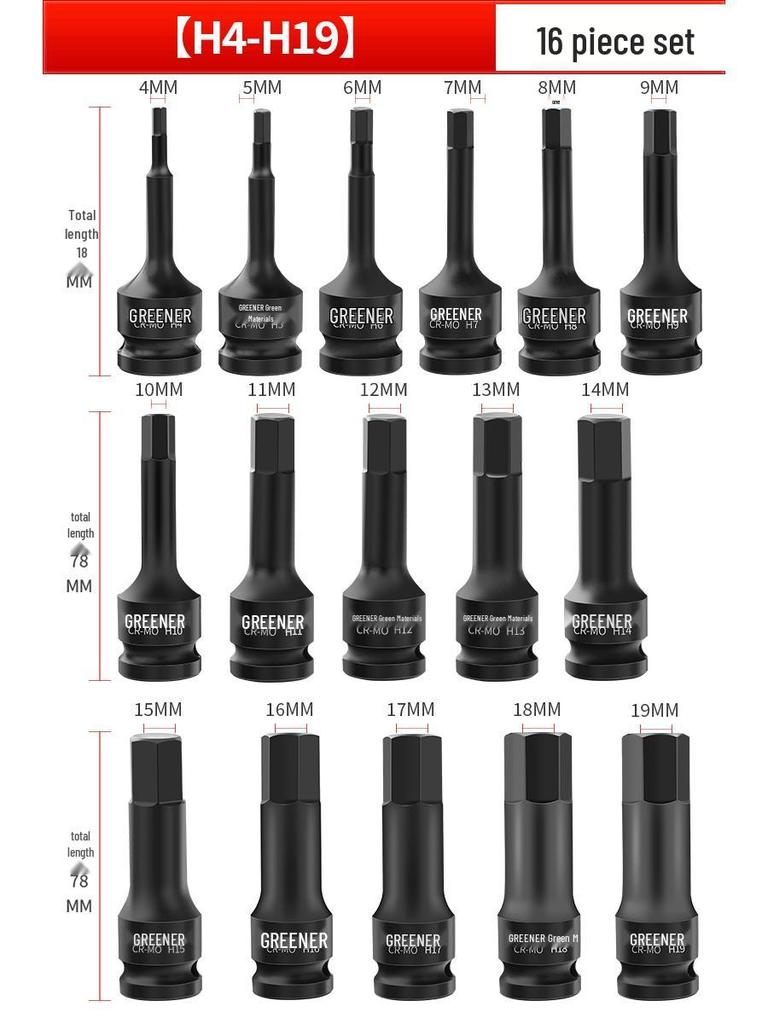 Набор пневматических торцевых ключей и отверток Green Forest 1/2 Hex