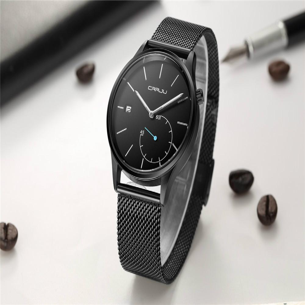 2019 Новые креативные мужские часы из нержавеющей стали CRRJU, лучший бренд класса люкс, спортивные кварцевые наручные часы, мужской подарок, relogio masculino