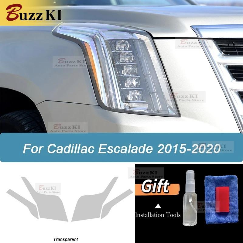 For Cadillac Escalade 2015- 2 Pcs Car Headlight Protective Film Smoked Black Tint Wrap Vinyl Transparent TPU Repair Sticker
